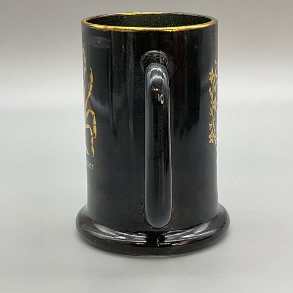 Cancer Zodiac Vintage Coffee Tea Stein Mug Federal Glass Black Gold - Picture 3 of 10